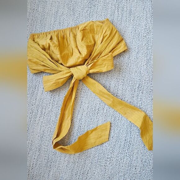 💝Cleobella Yellow Crop Top Tube Top with Bow - Picture 1 of 4